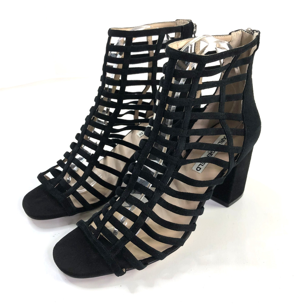 Karl Lagerfeld Women Size 10 Jasmint Suede Block Heels Cage Sandal